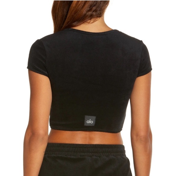 ALO Yoga Tops - Alo Yoga Beachside Terry Cloth Crop Top shirt black